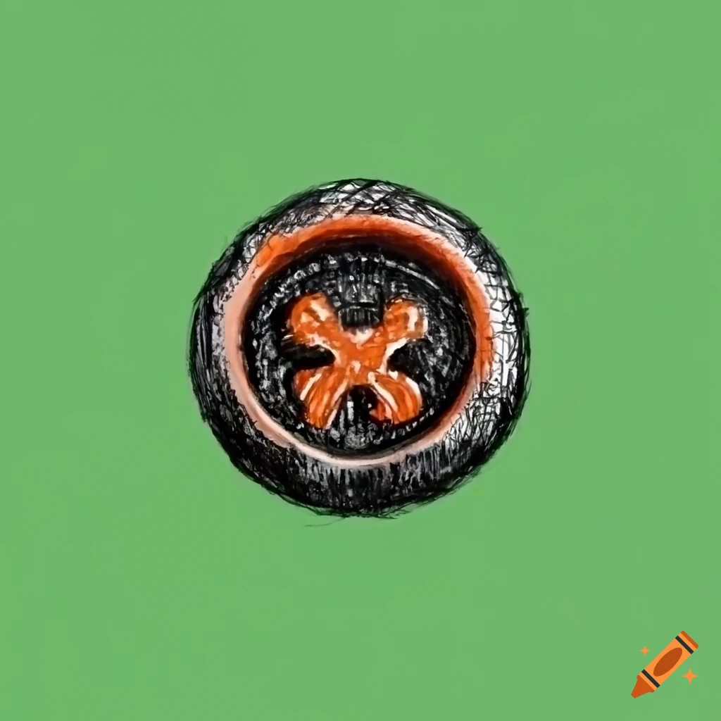 sci-fi sketch of a black button with an orange lace x