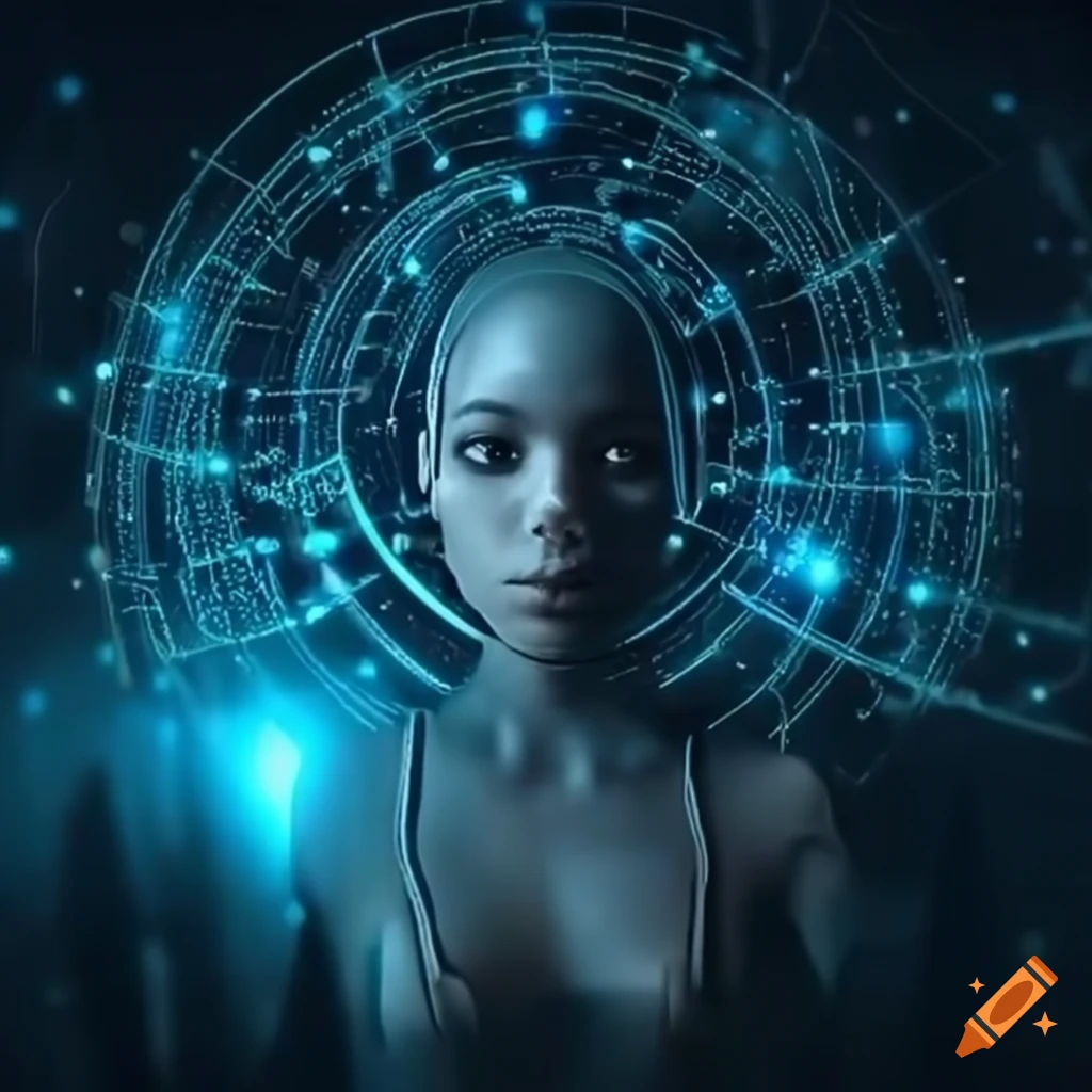 Conceptual image of ai taking over the world on craiyon