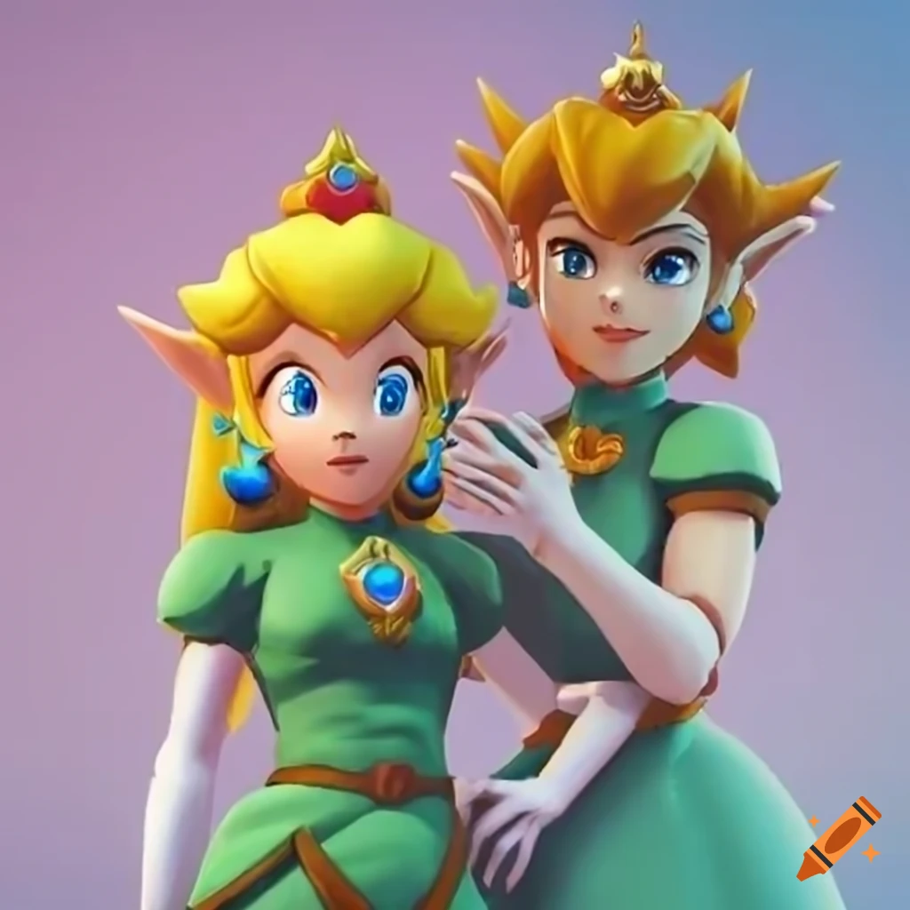 Princess peach and link in swapped outfits