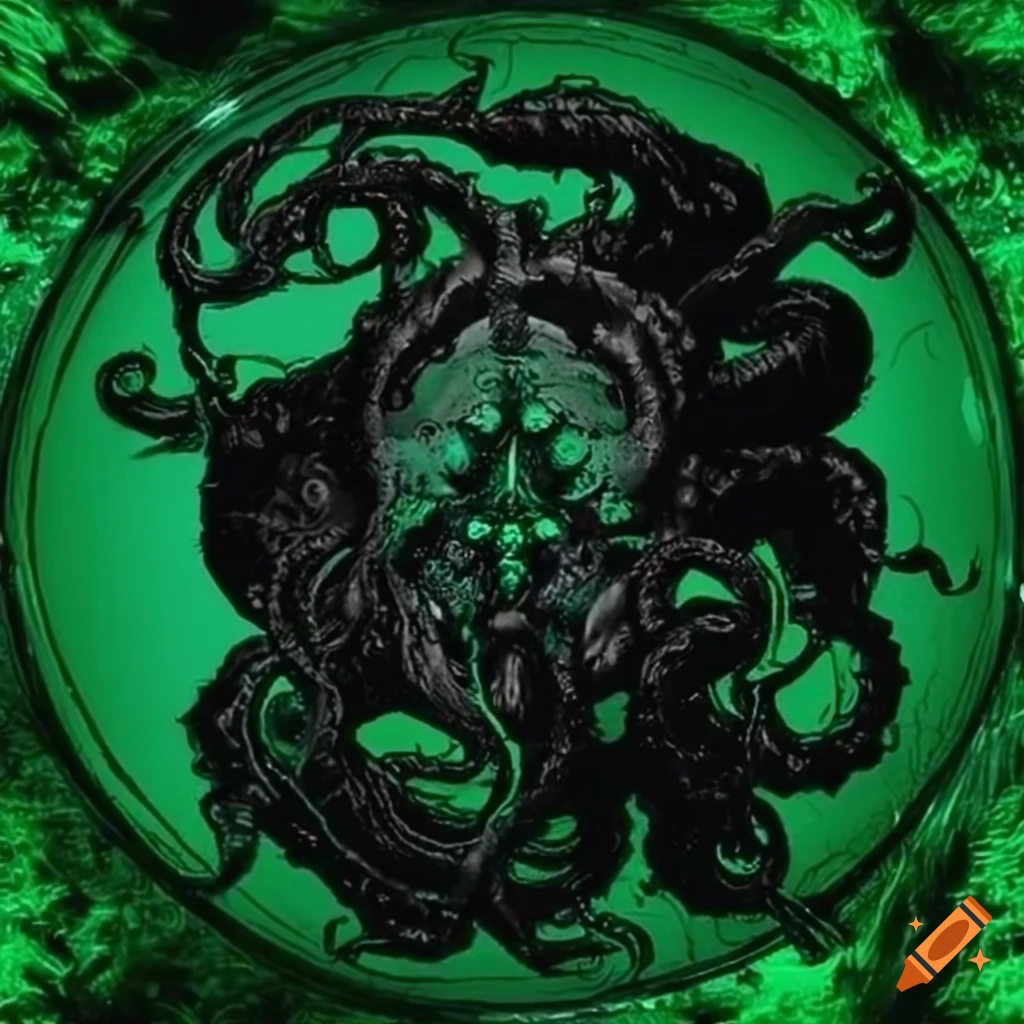 black and green band logo with octopus