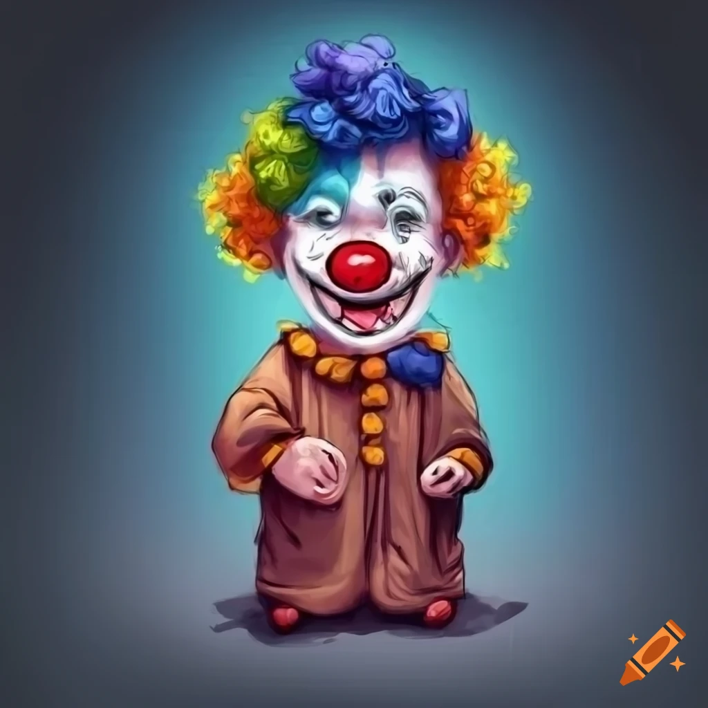 dessin d'un village sinistre avec un clown et une hache