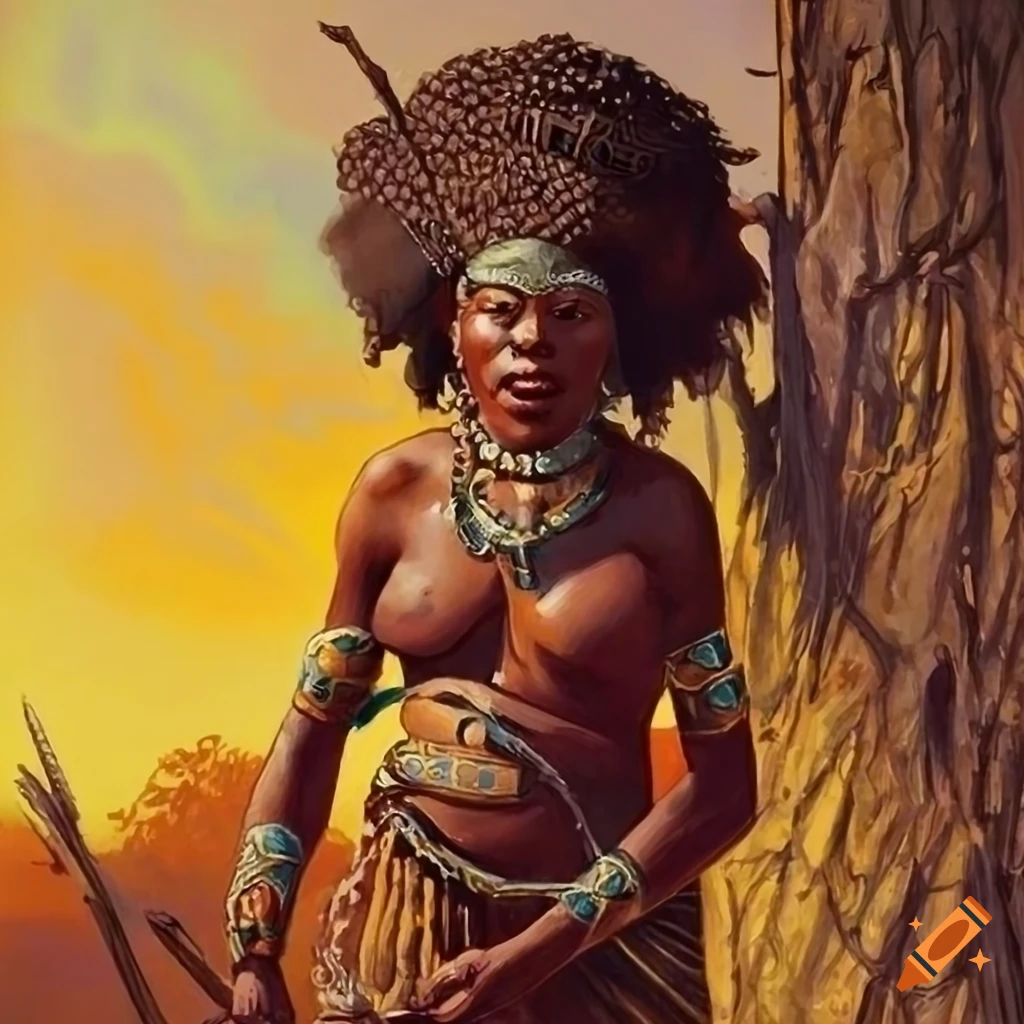 impressive costume inspired by Khoisan art