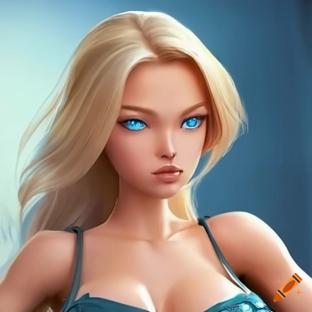 2d Artwork Of Android 18 With Blonde Hair And Blue Eyes 