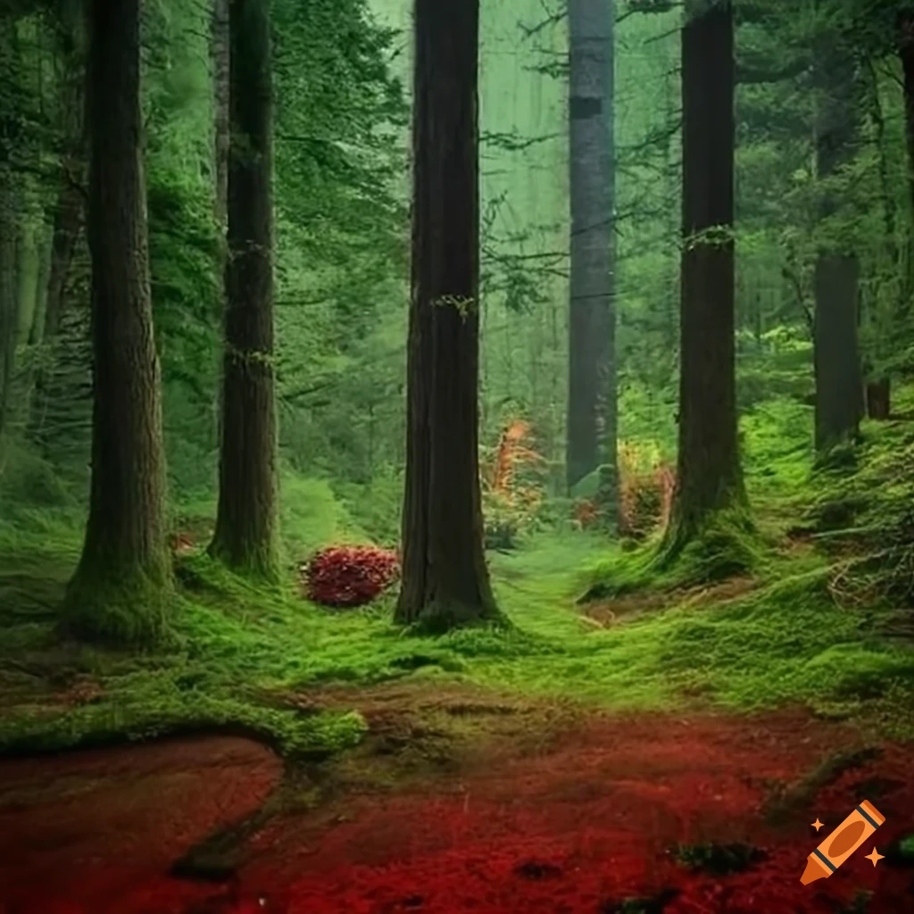image of a green forest contrasting with fire