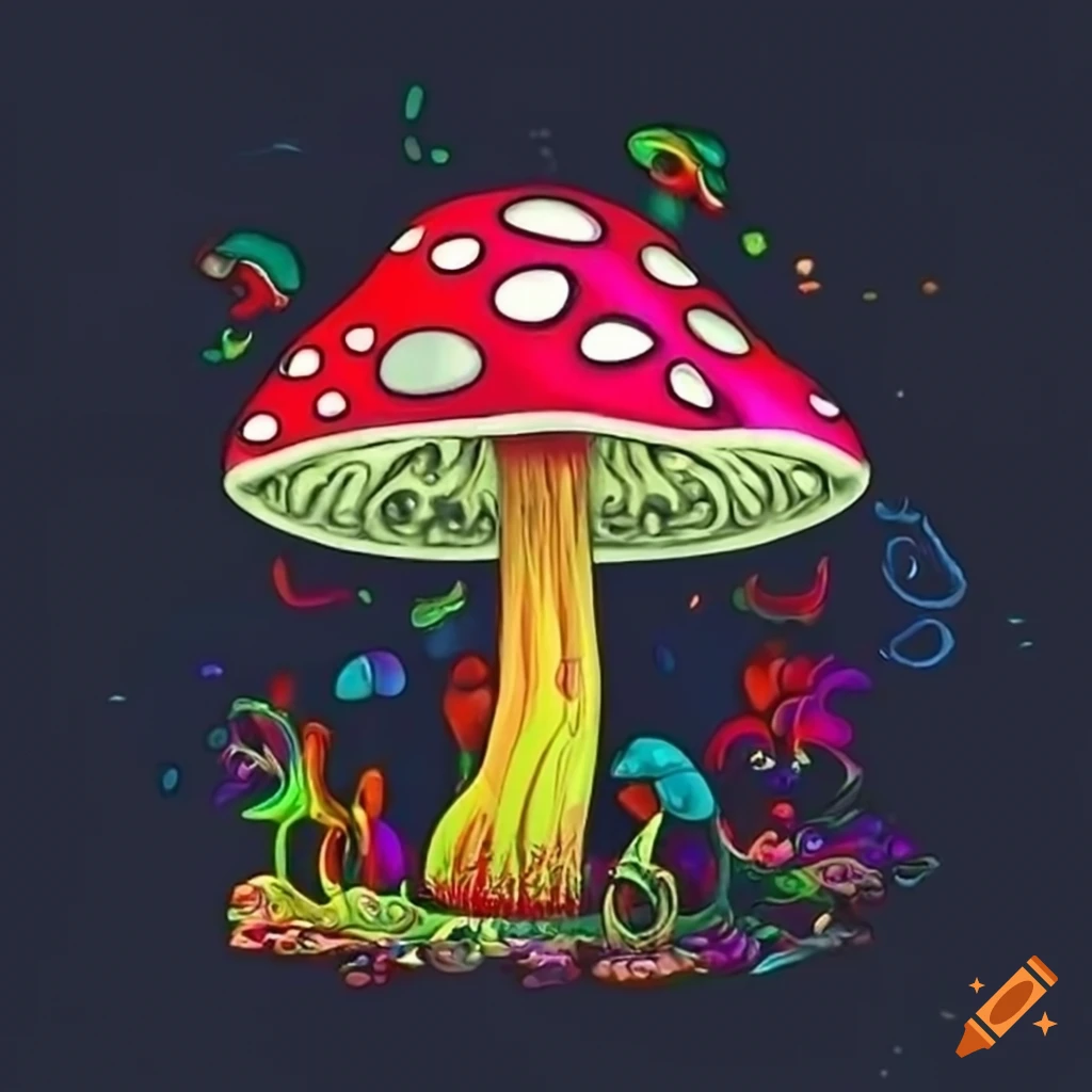 Trippy mushrooms artwork