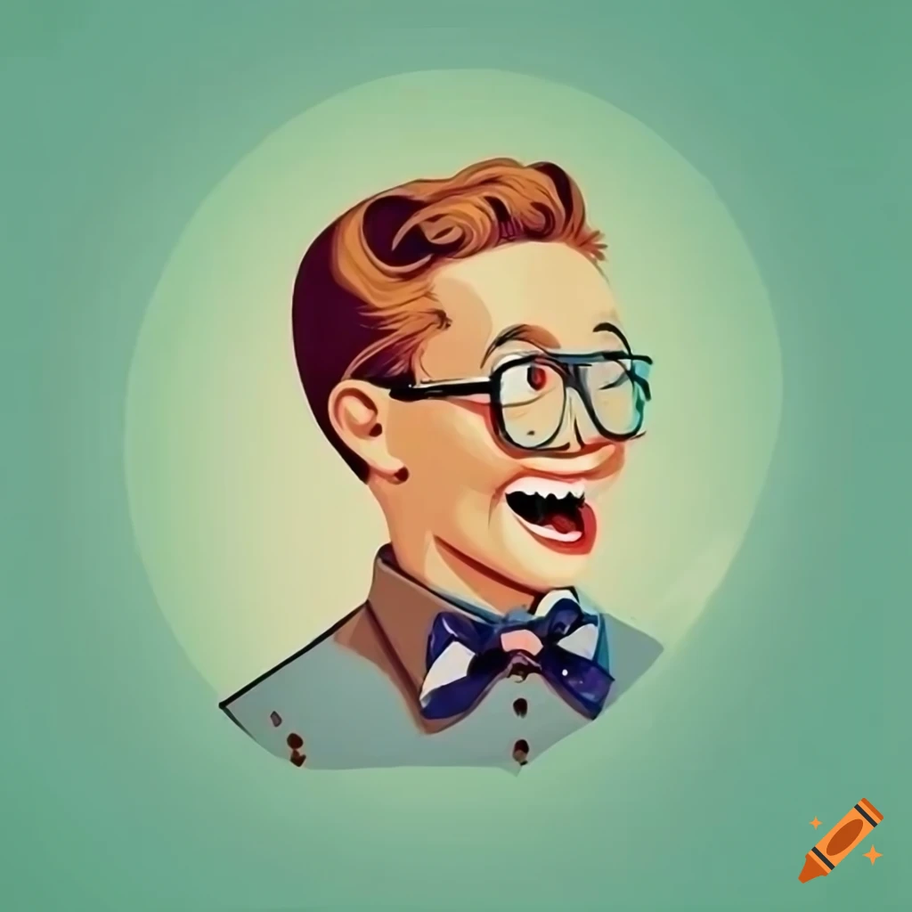 retro illustration of a nerdy dad with a mischievous smile