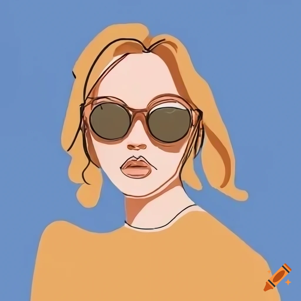 minimalist line drawing of a girl with sunglasses