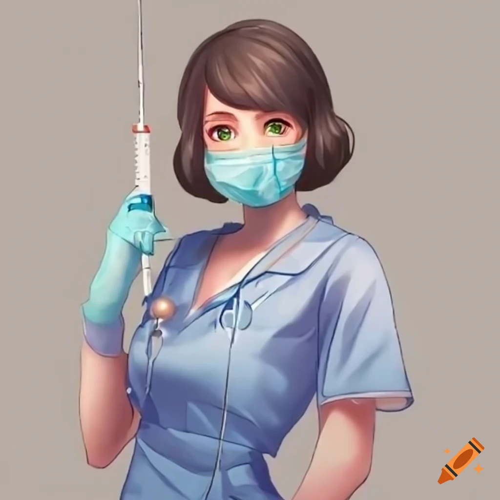 Happy anime cute female medical doctor holding Vector Image