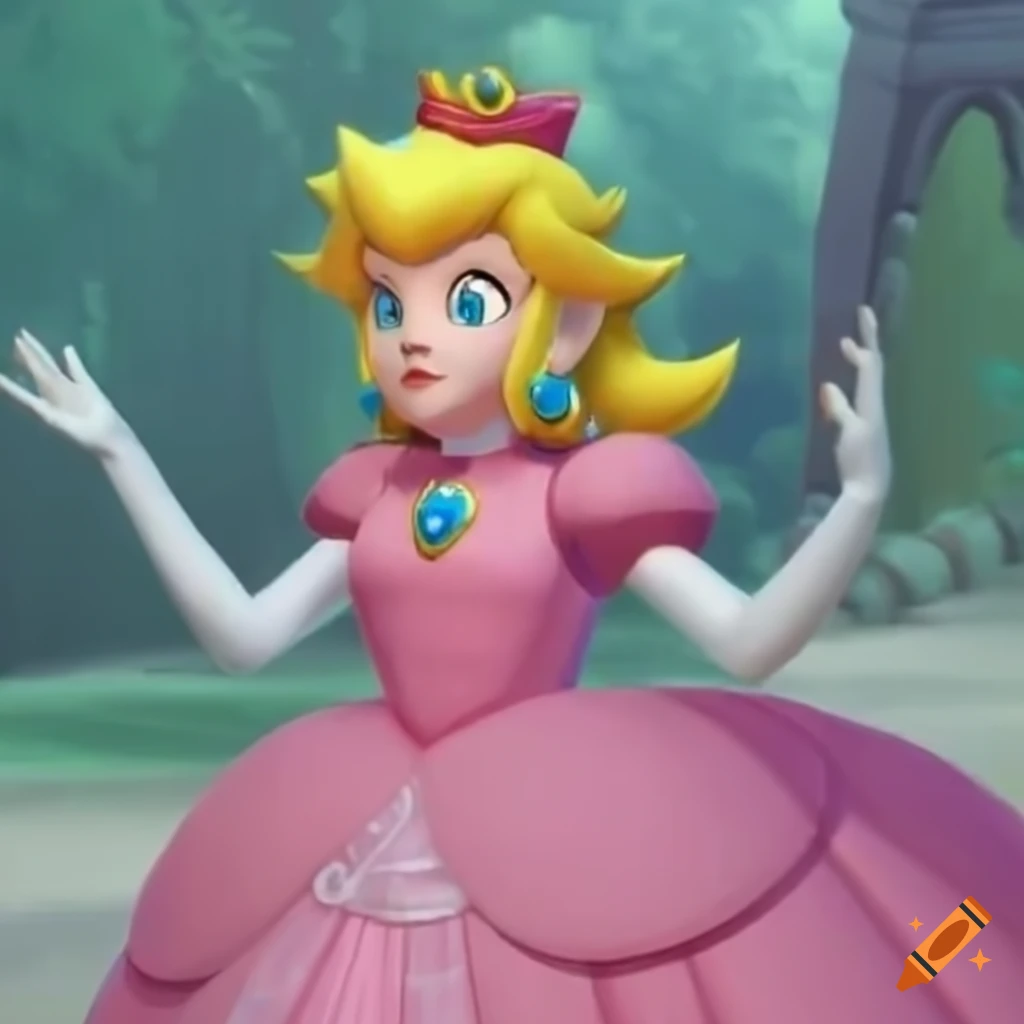 Link dressed as princess peach attending a dance lesson