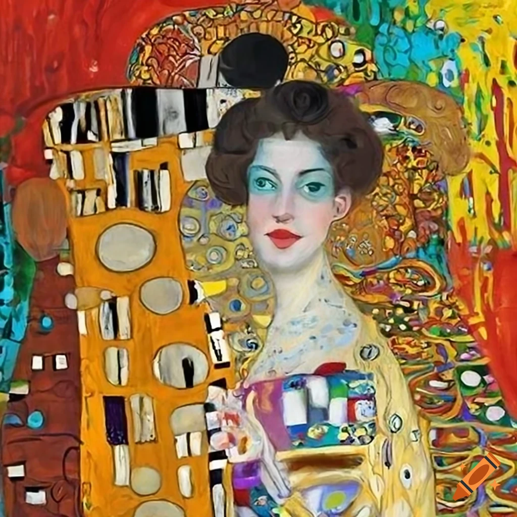 Abstract artwork with a mix of klimt and roman paintings on Craiyon