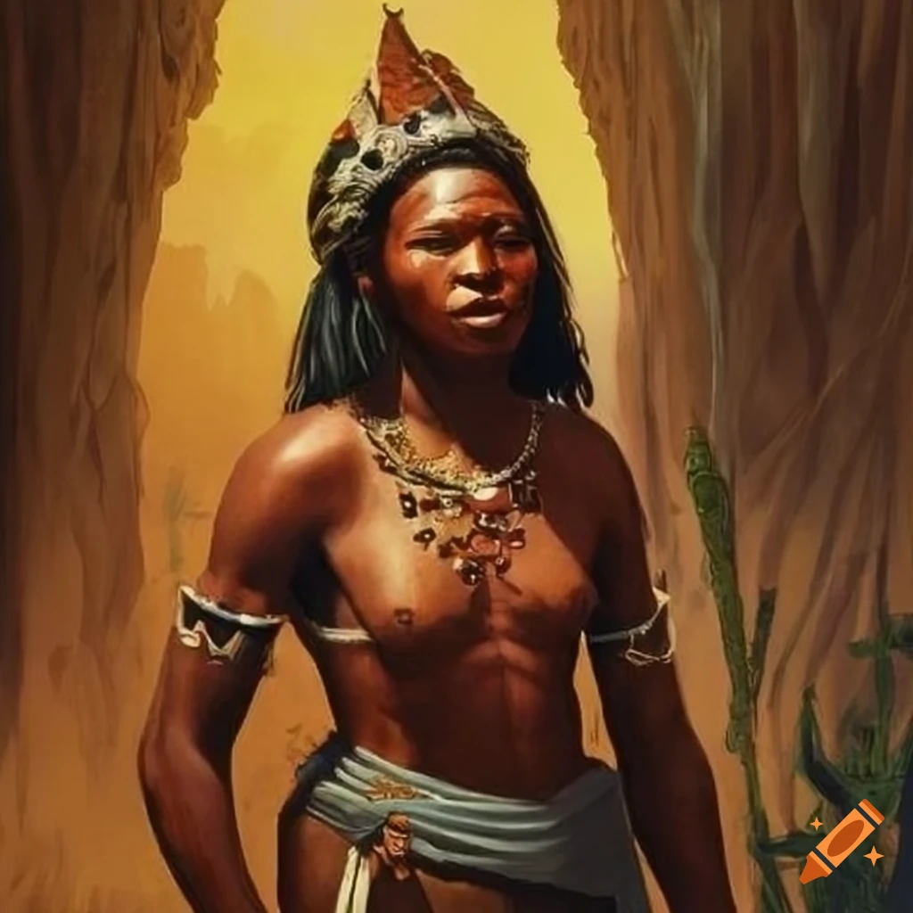 impressive costume inspired by Khoisan art