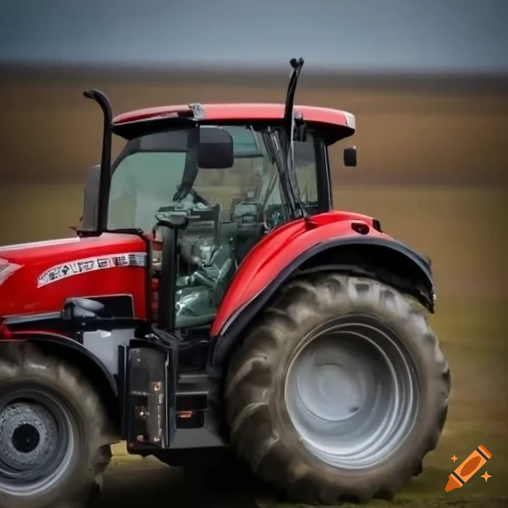 Red mccormick tractor with a trailer on Craiyon