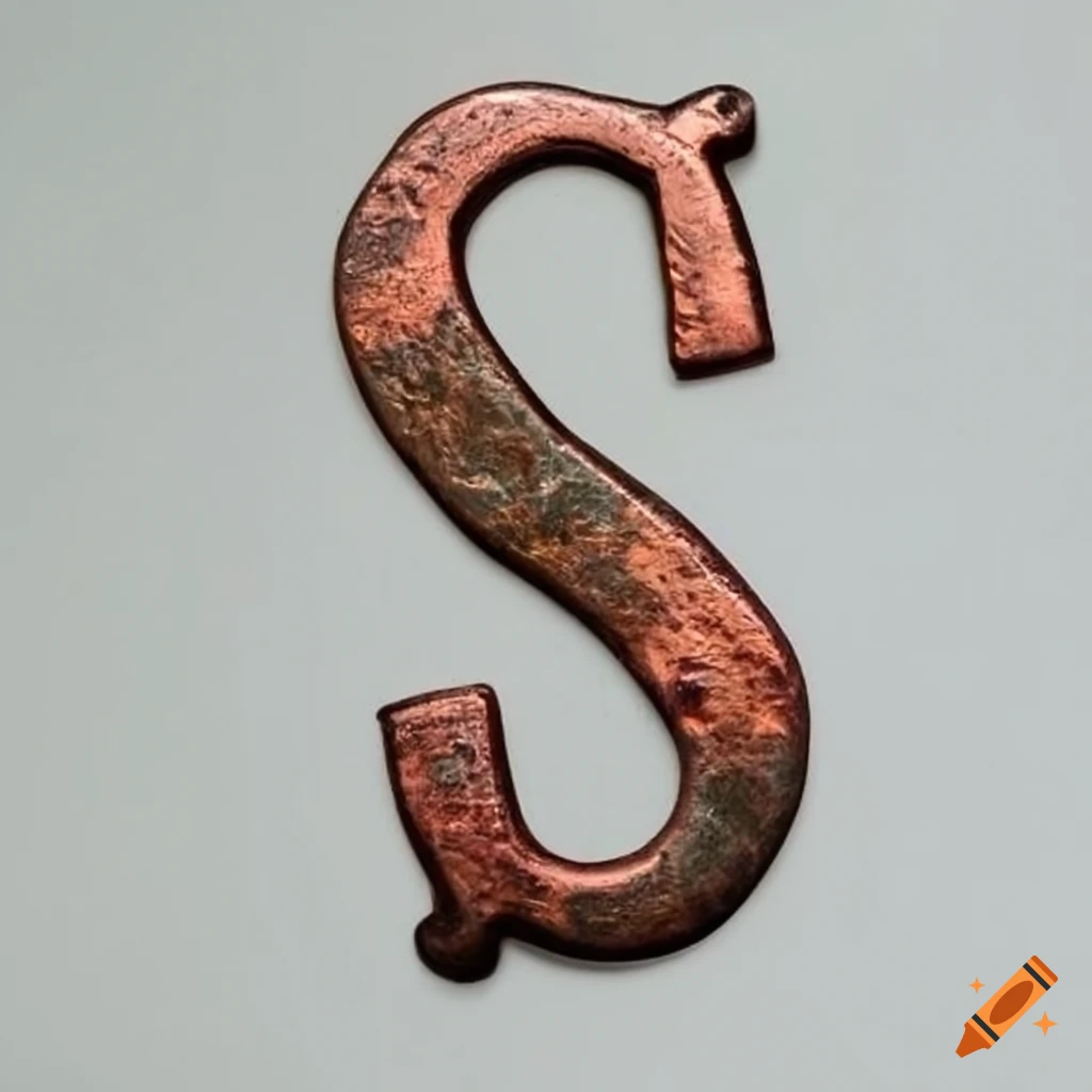 brass and copper ancient stone letter F