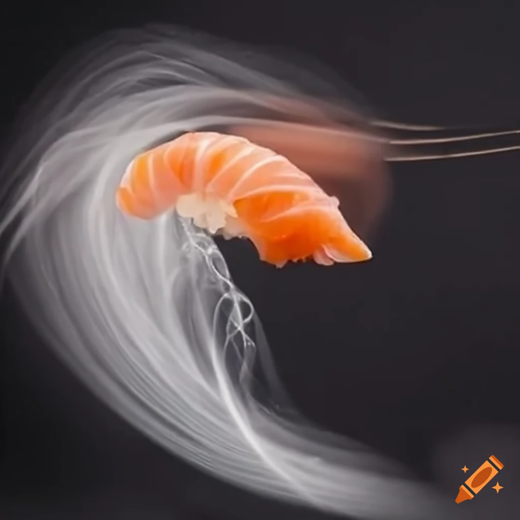 nigiri sushi being flipped in the air