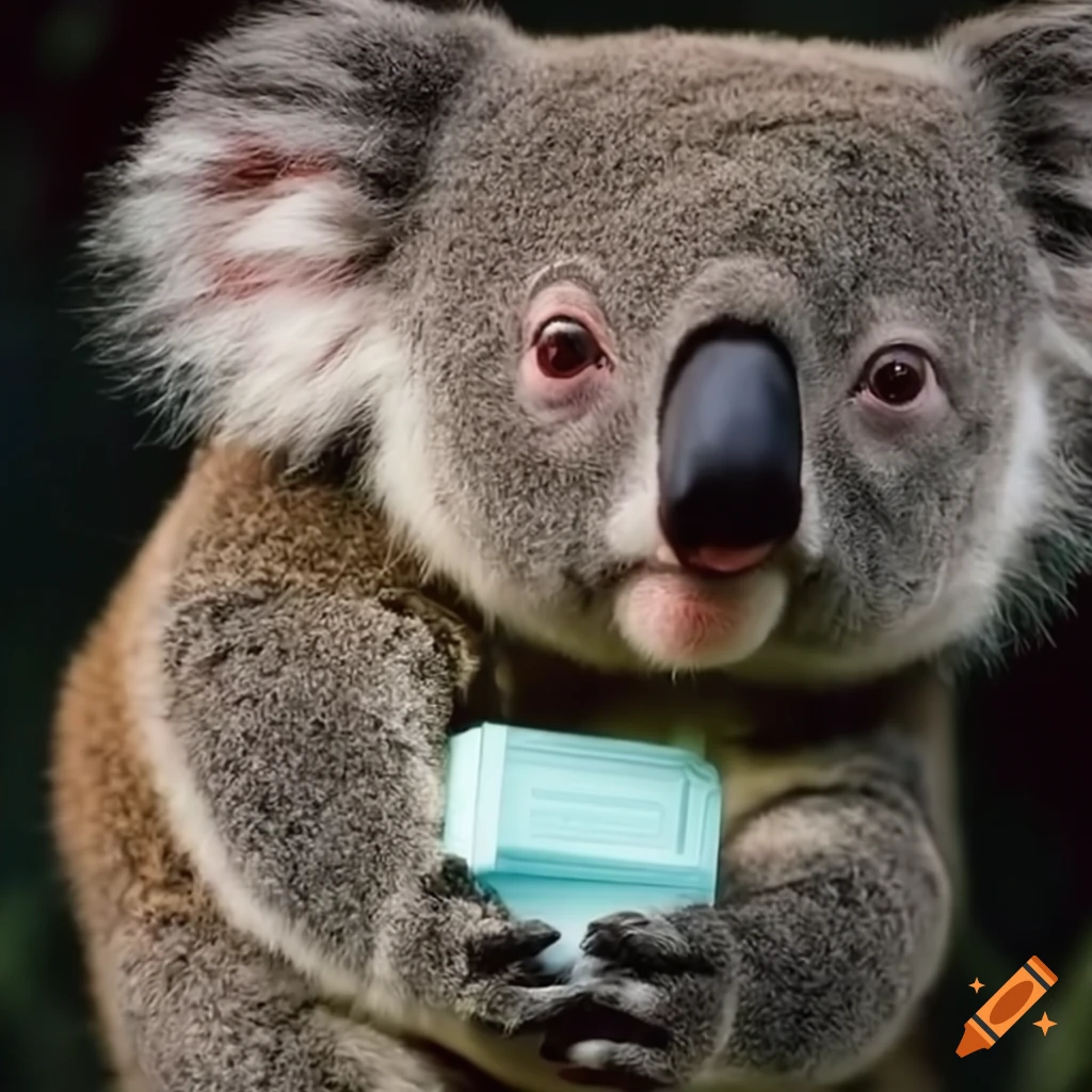 koala bear holding a box