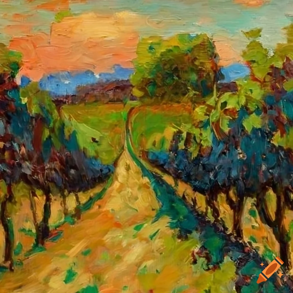 grape orchard in a French Impressionist painting