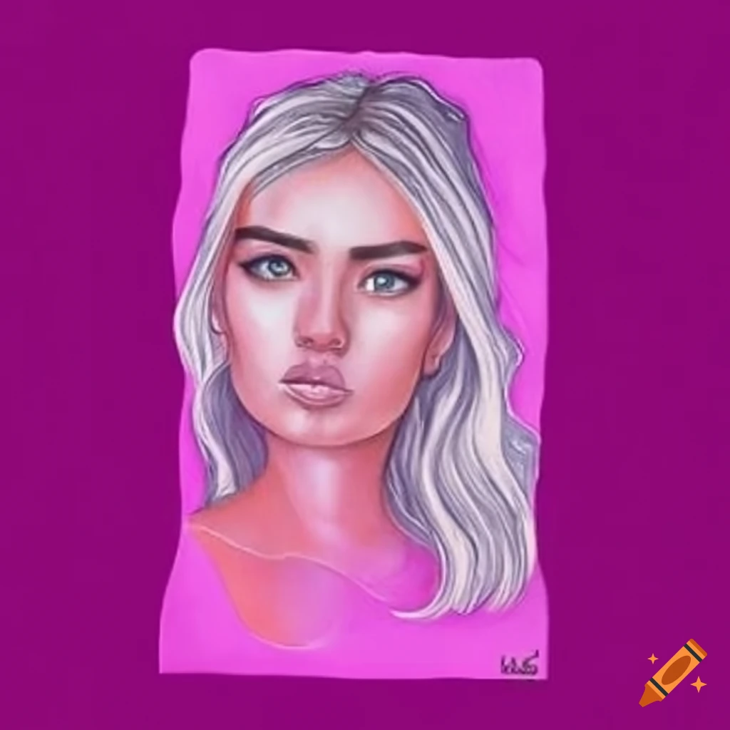 pink and white classical drawing with symbolism