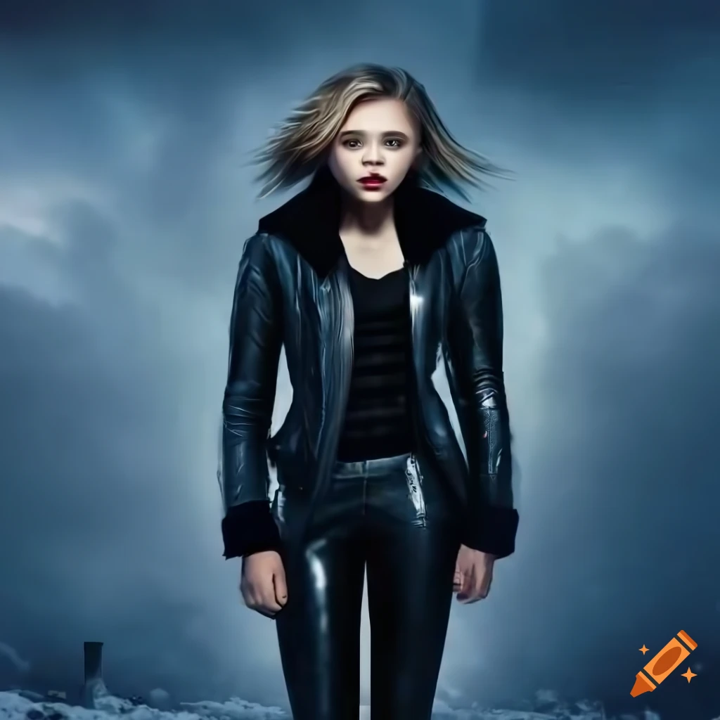 close-up view of a photorealistic artwork featuring Chloe Grace Moretz