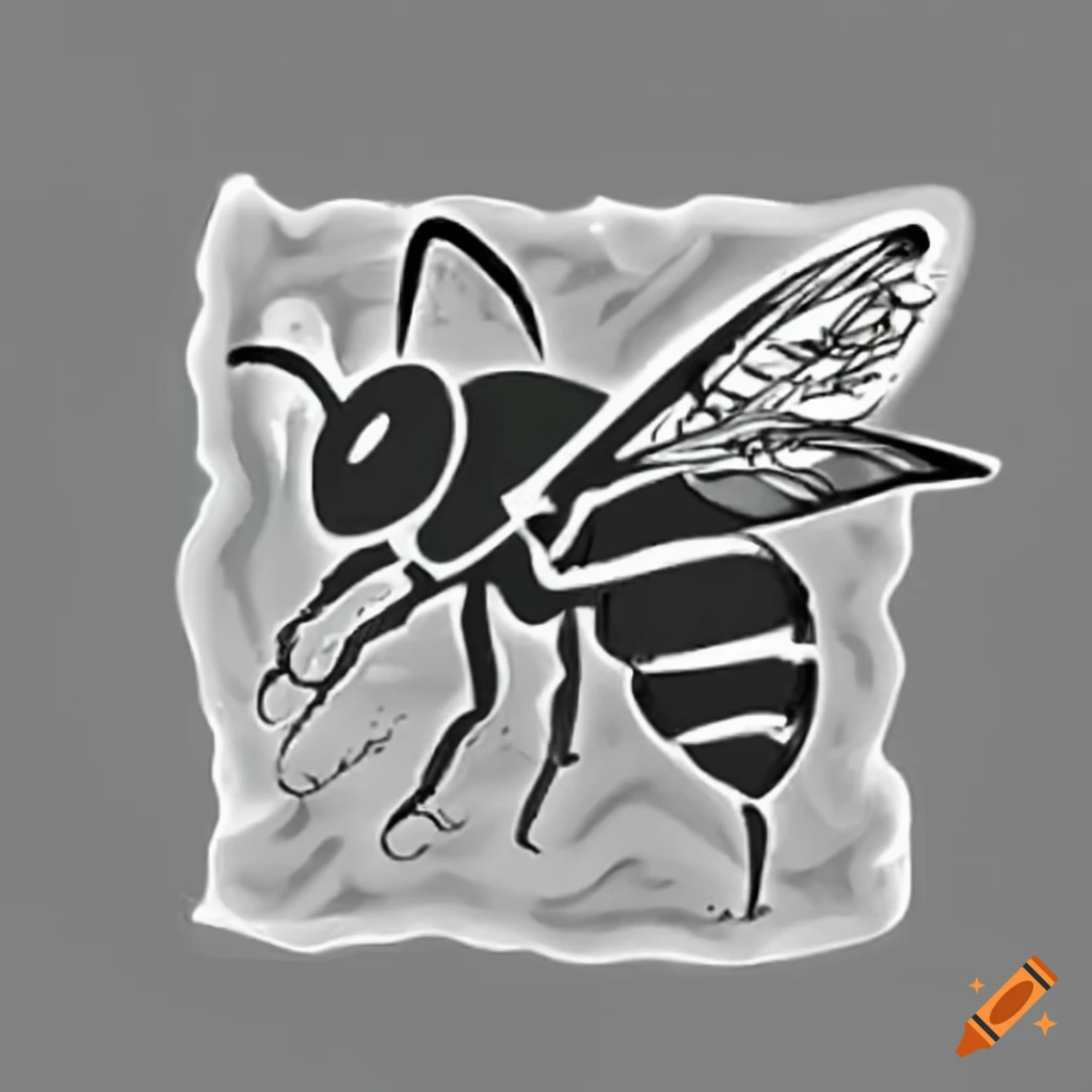 black and white logo of a bee