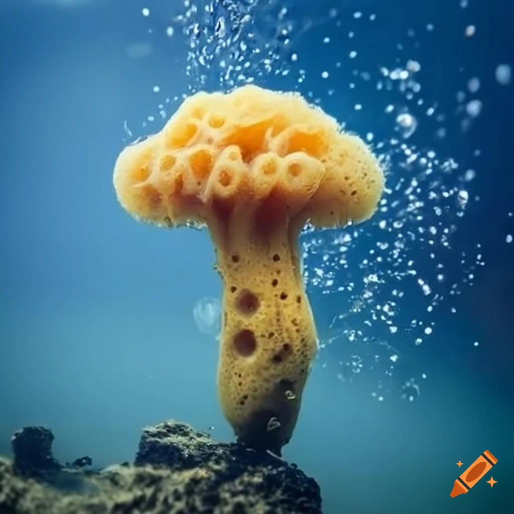 sponge mushroom in water
