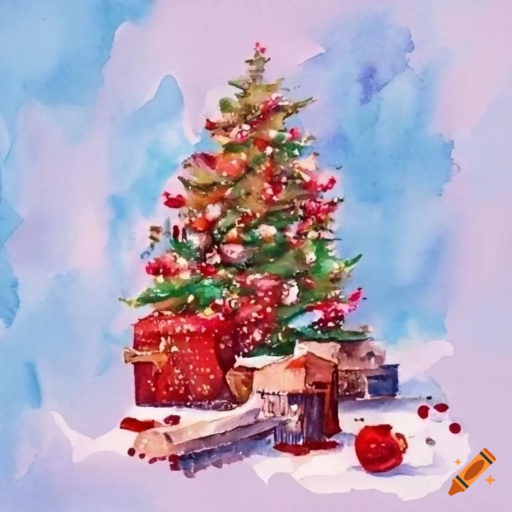 watercolor Christmas greeting card