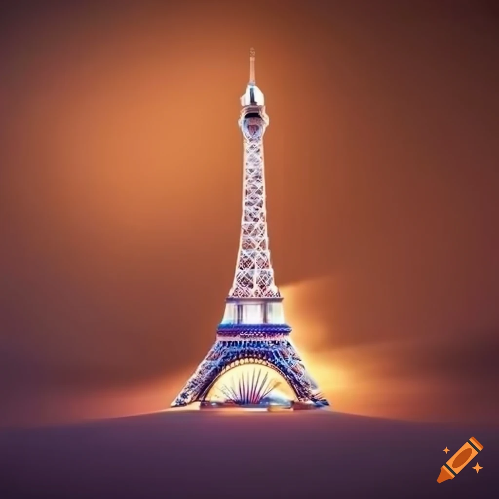 perfume sample at the foot of the Eiffel Tower in a desert