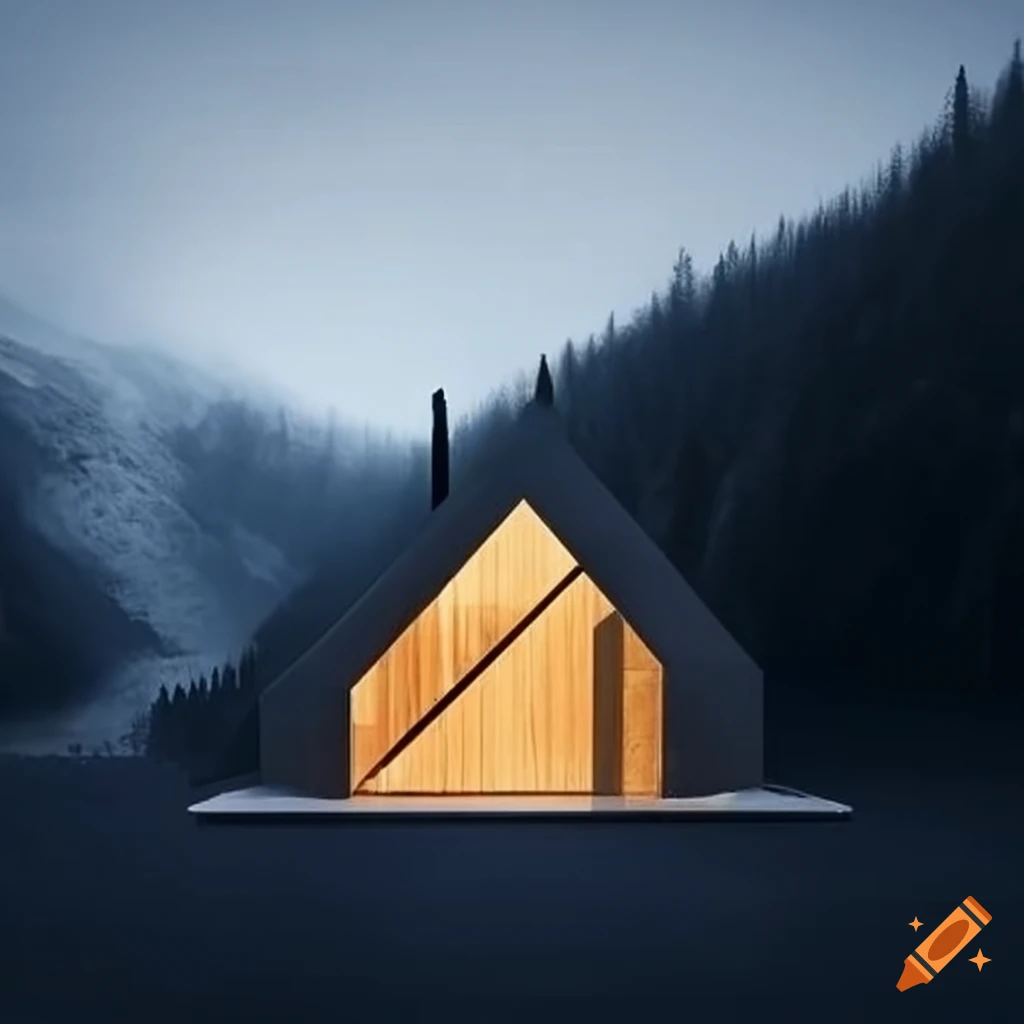 image of an egalitarian minimalist alpine cabin