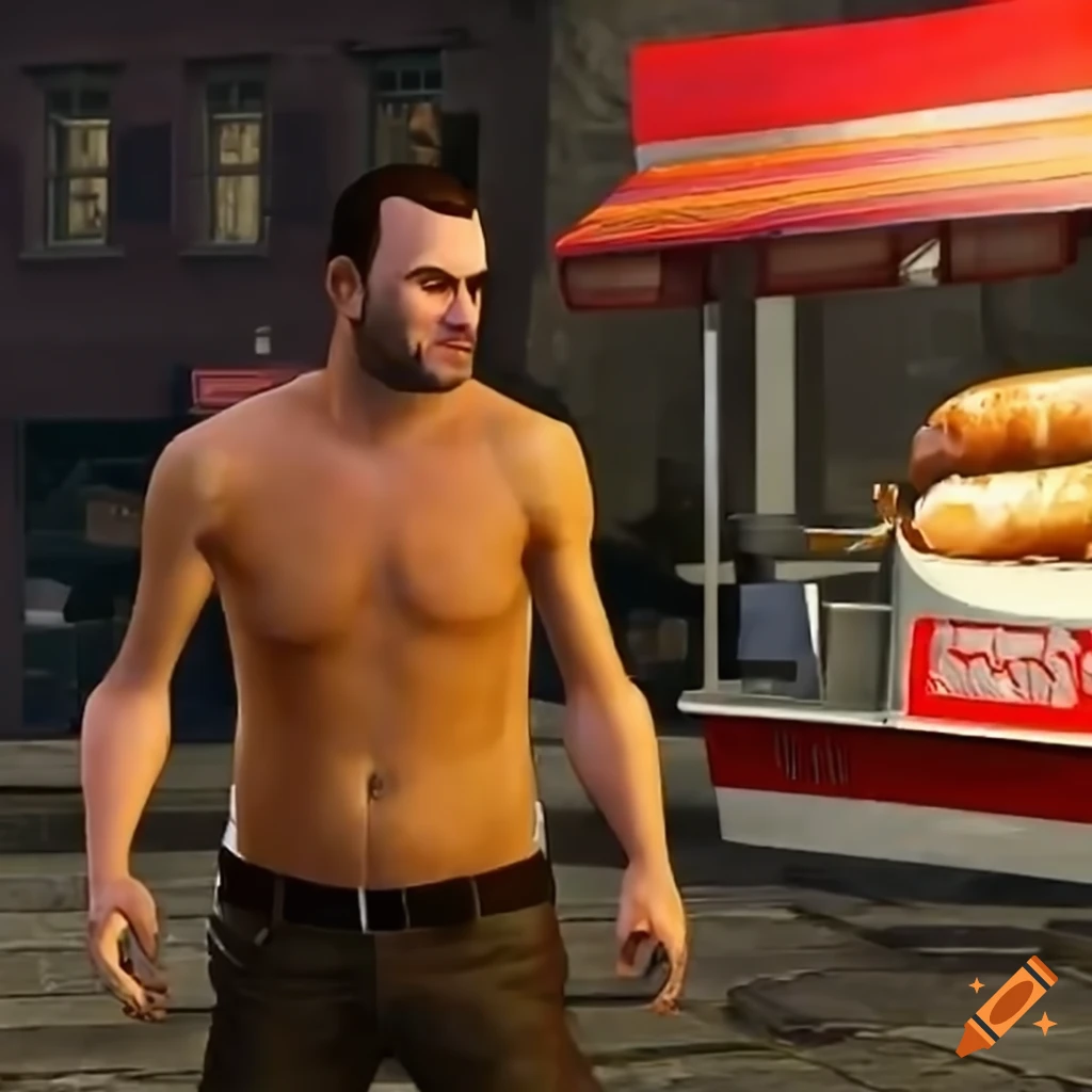 Niko Belic From Gta Iv Eating A Hot Dog