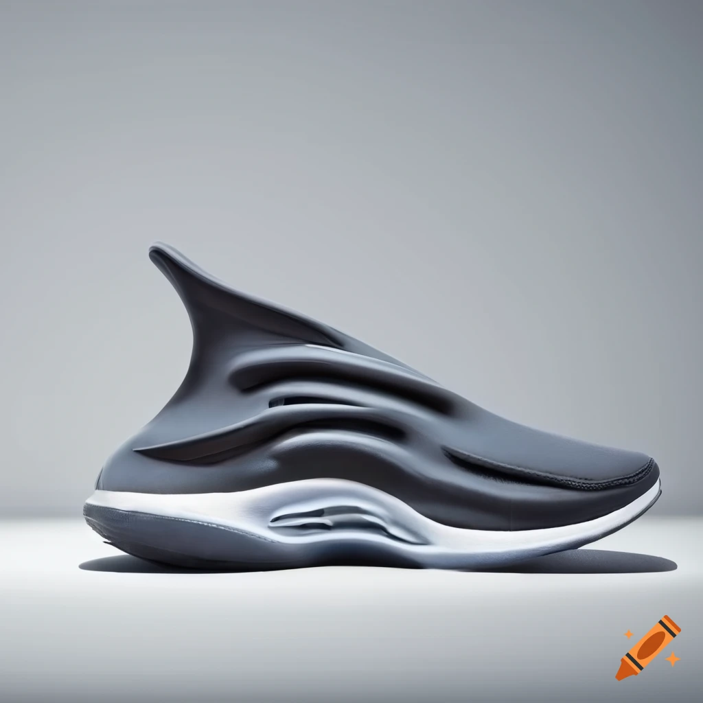 Side view of futuristic foam footwear on white background on Craiyon