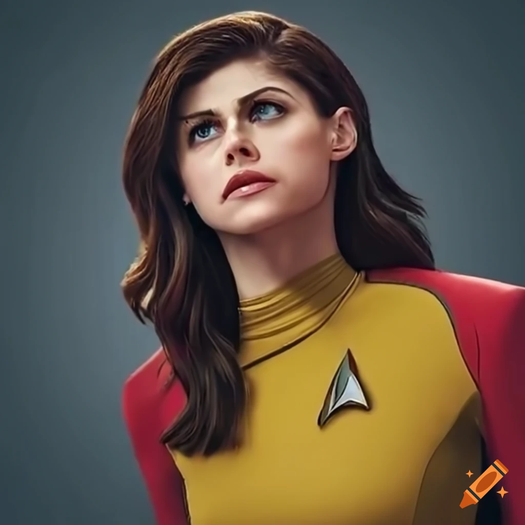 Alexandria daddario as starship captain in strange new worlds on Craiyon
