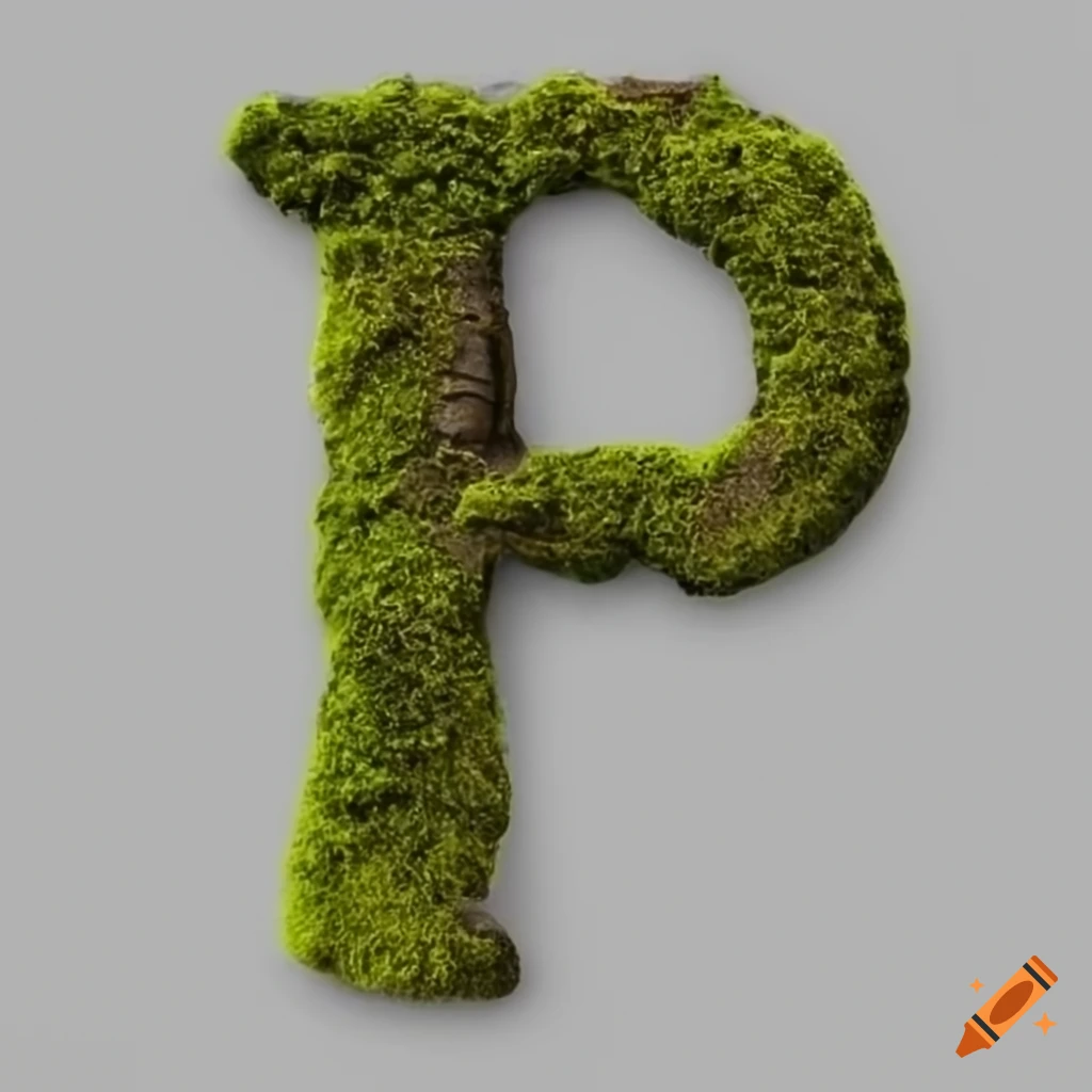 ancient moss-covered stone letter L
