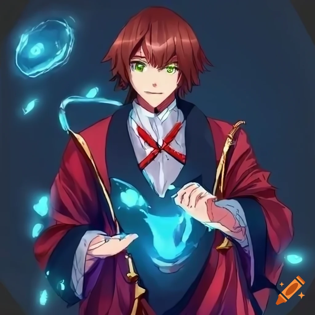 Lexica - Anime style, boy with a staff, magic, fantasy style, potion