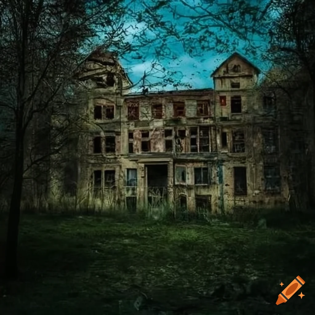 image of an old abandoned asylum in the woods