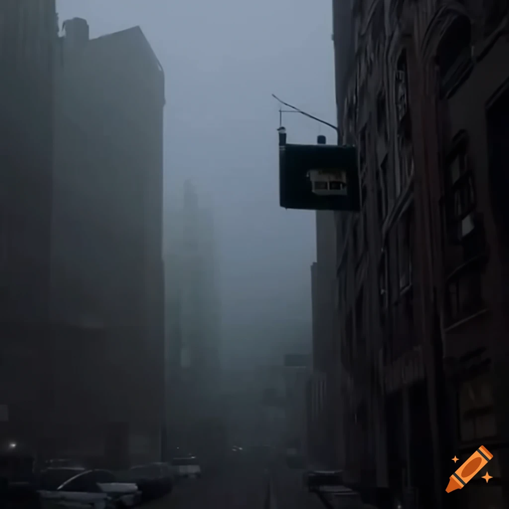 foggy horror scene on Lower New York street
