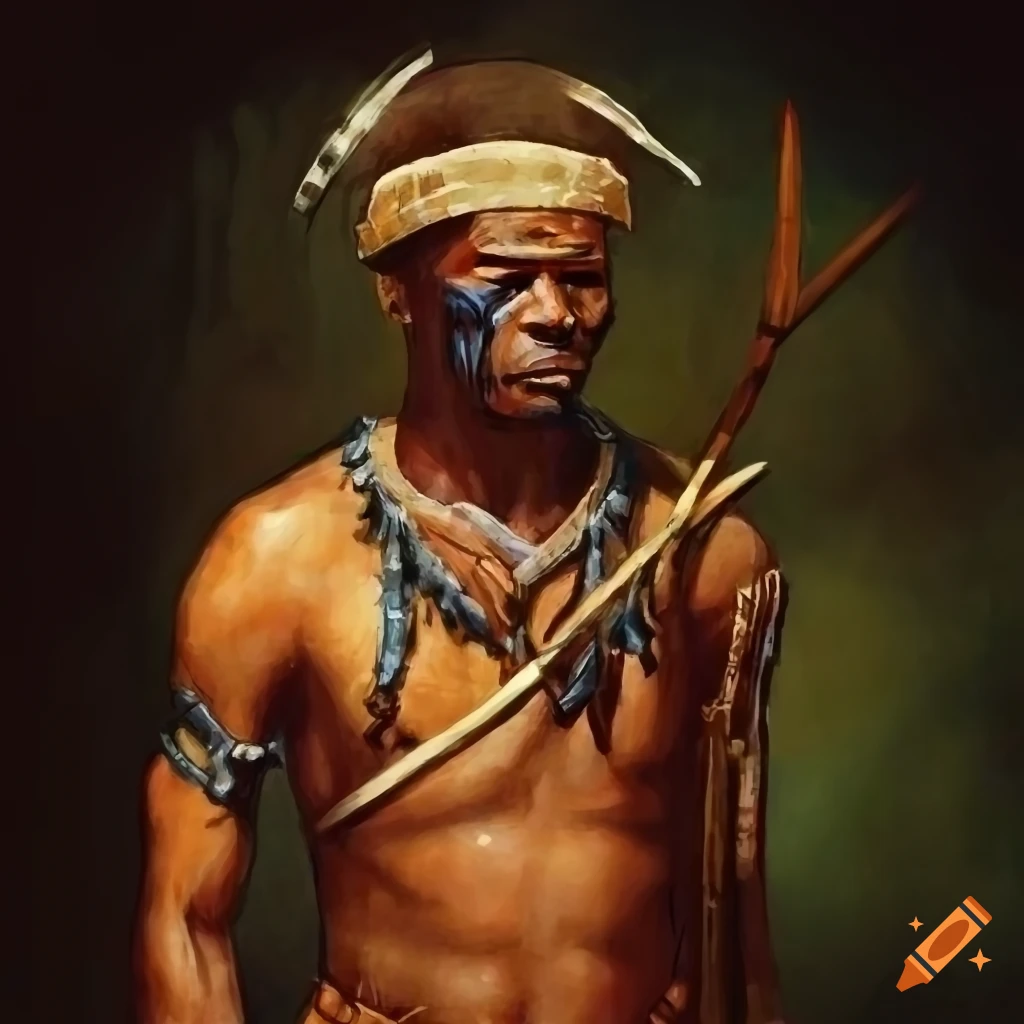 Bushman warrior in bronze age inspired armor