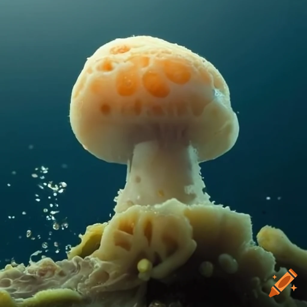 sponge in the shape of a mushroom in water