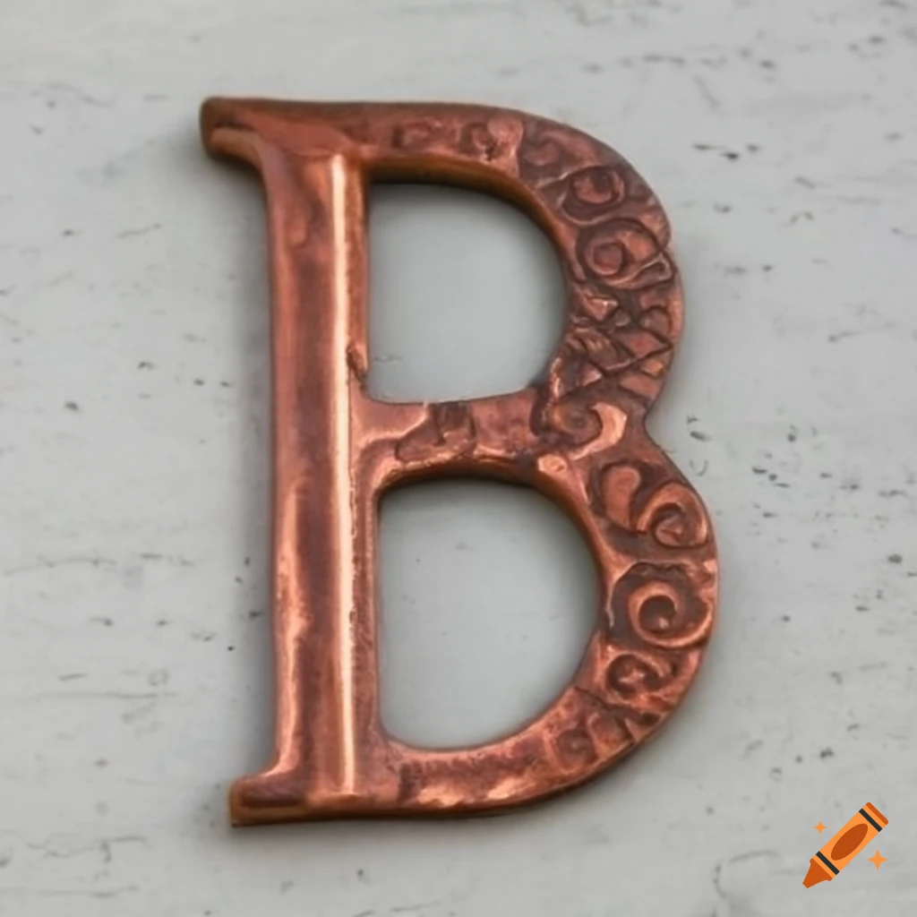 brass and copper ancient stone letter F