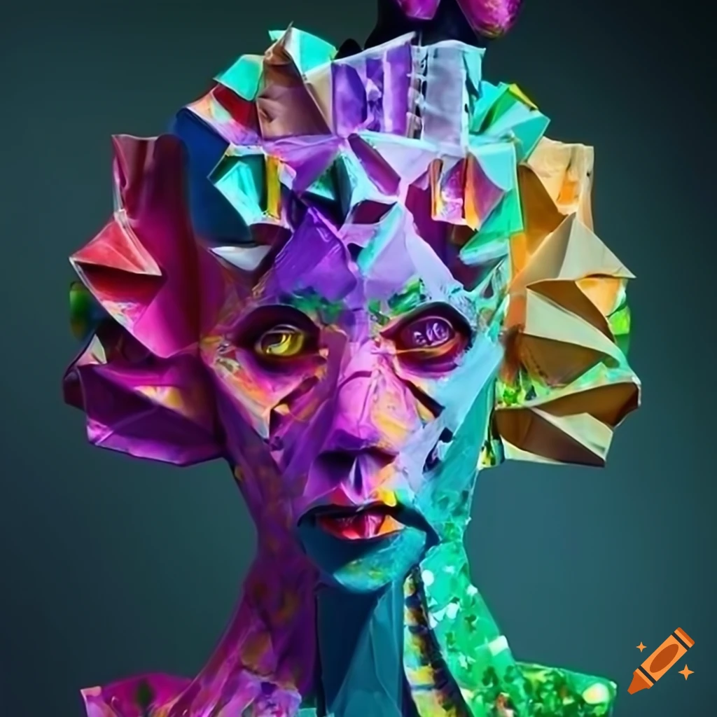 Ultra hd photo-realistic sculpture made of colourful recycled paper on ...