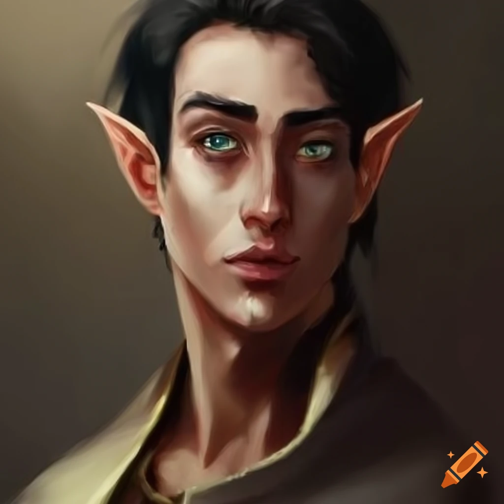Portrait of a male half-elf diplomat on Craiyon