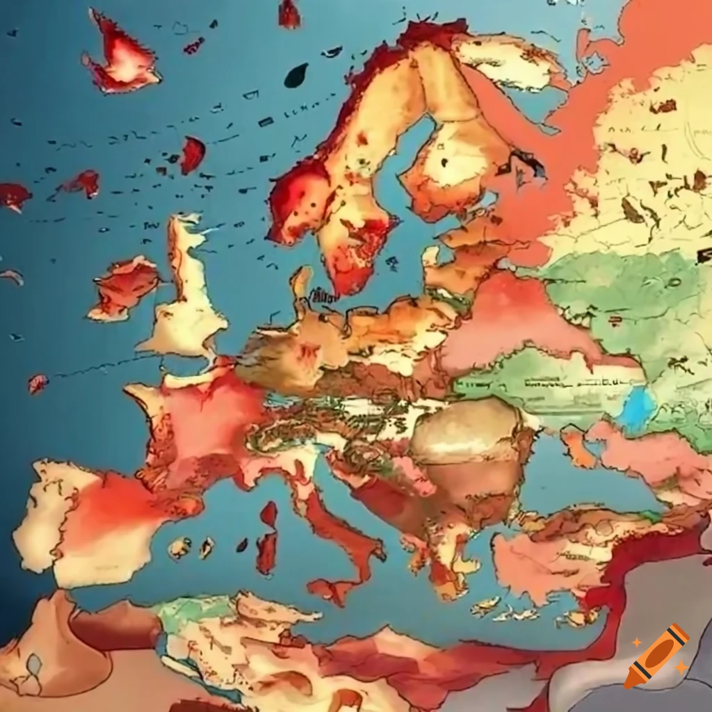 artistic representation of Europe made from famous foods