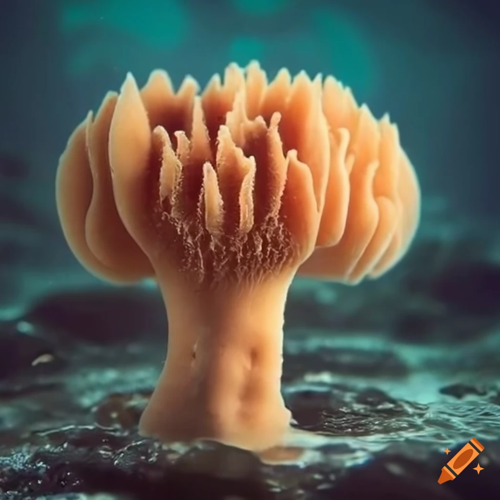 sponge shaped like a mushroom in water