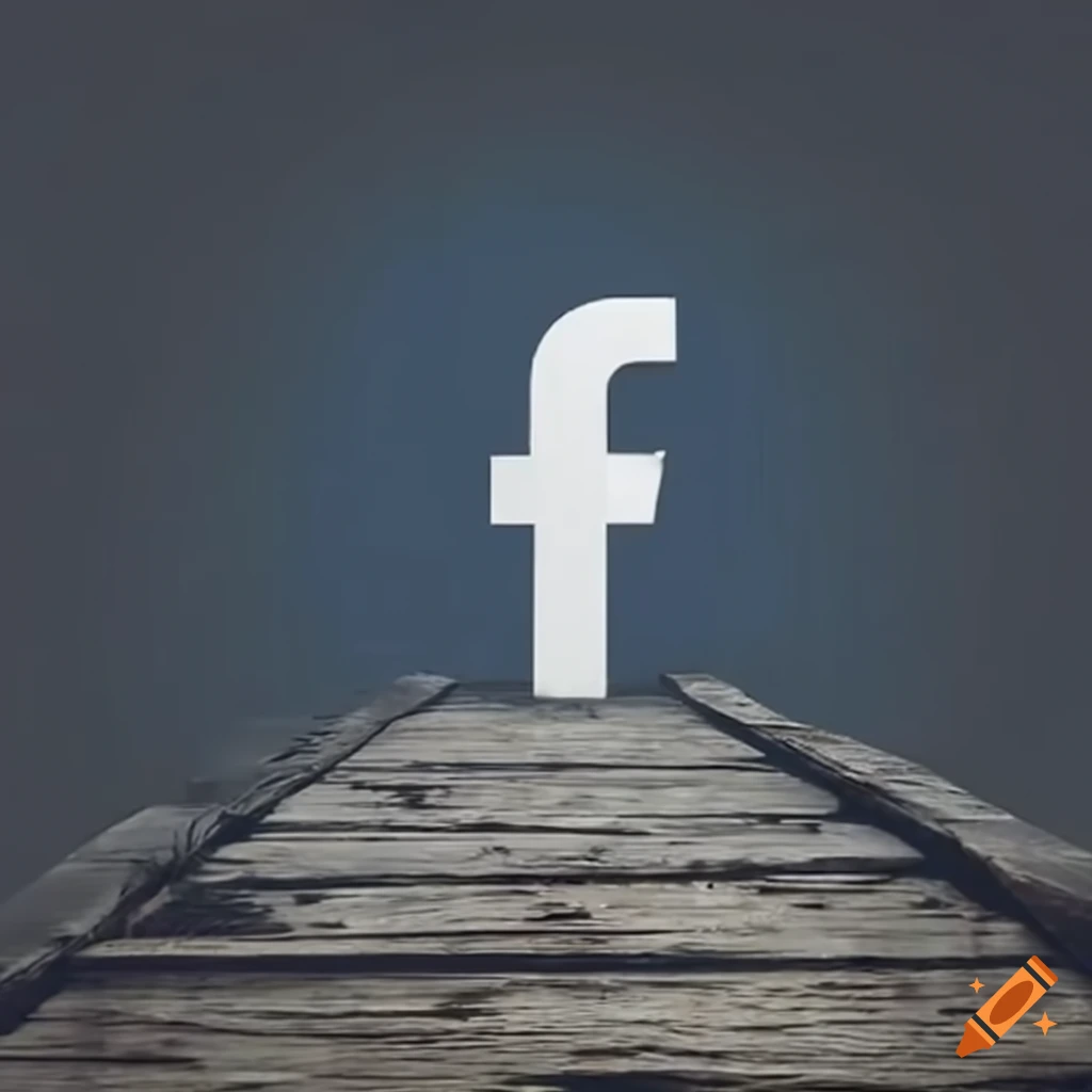 Facebook logo at the end of a wooden bridge
