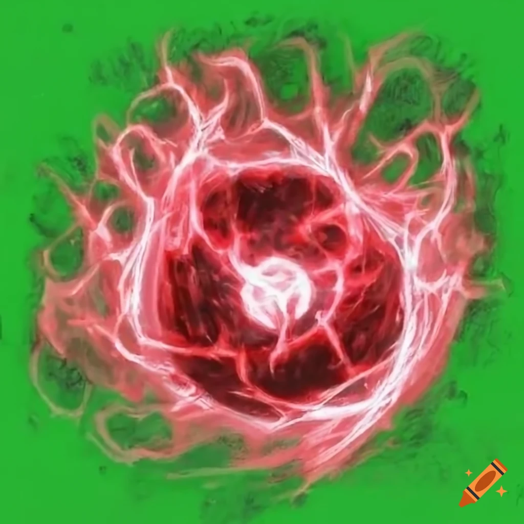 red plasma orb with a minus symbol, sci-fi sketch art