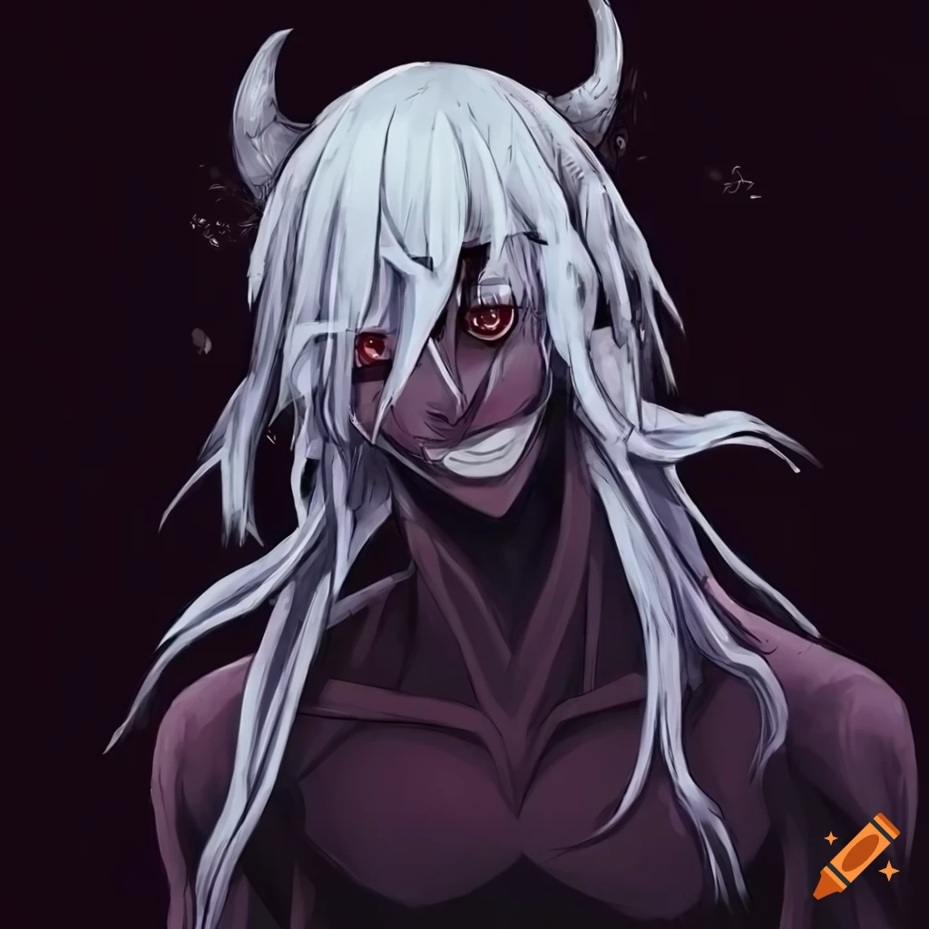 anime-style illustration of a ghost demon with dreadlocks