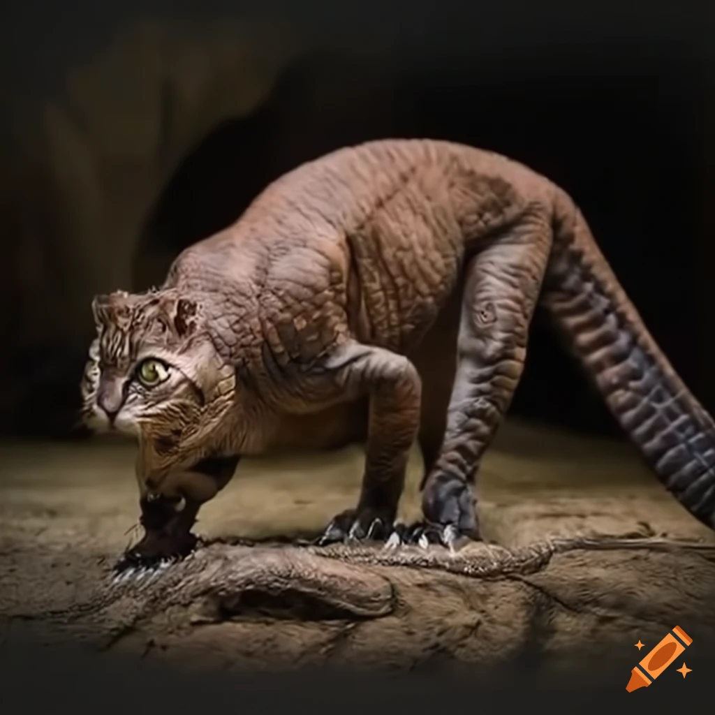 image of a cat with a T-rex head