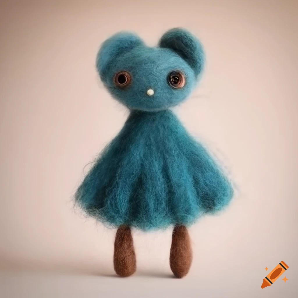 Felted wool dream creature in fashionable attire