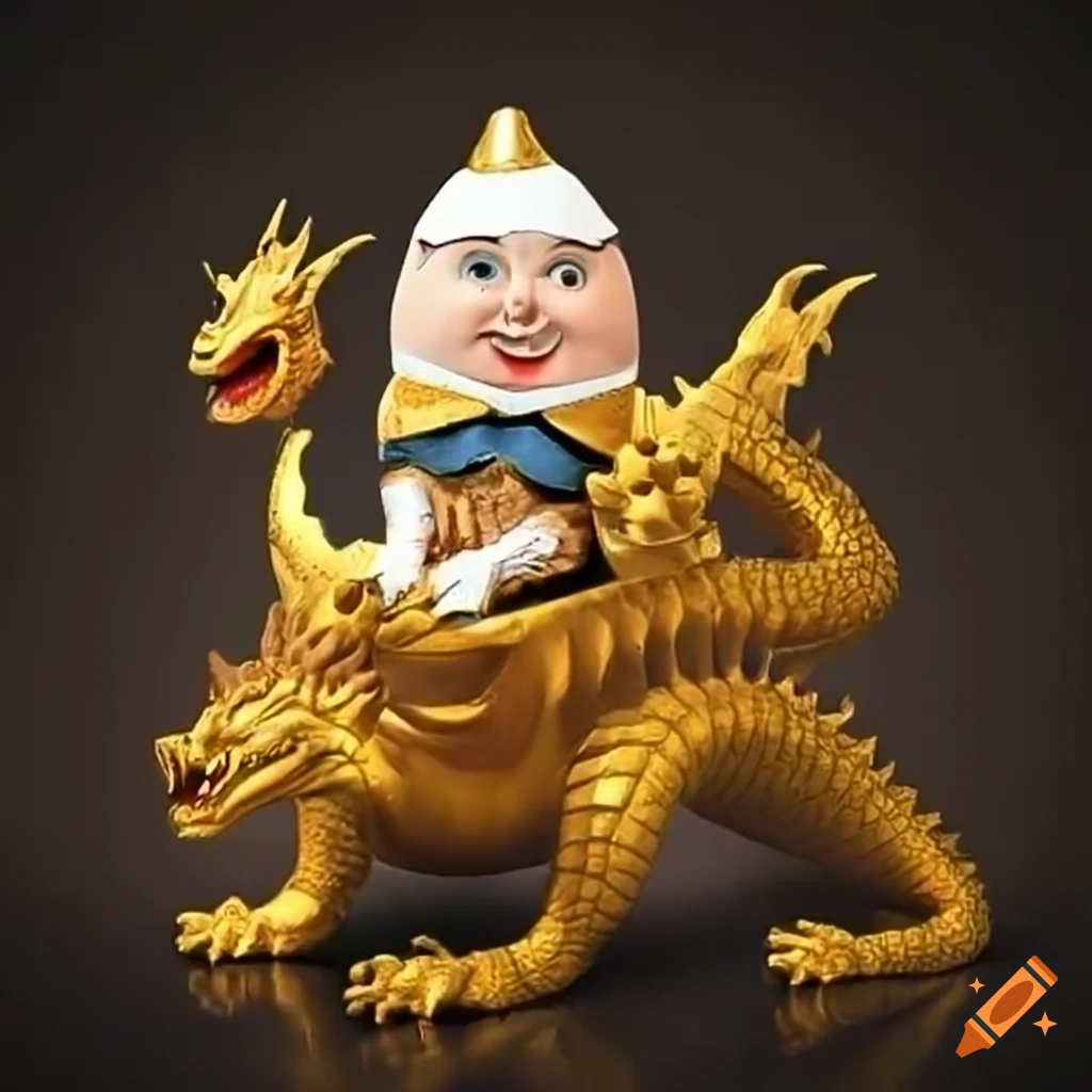 golden dragon with Humpty Dumpty riding on it