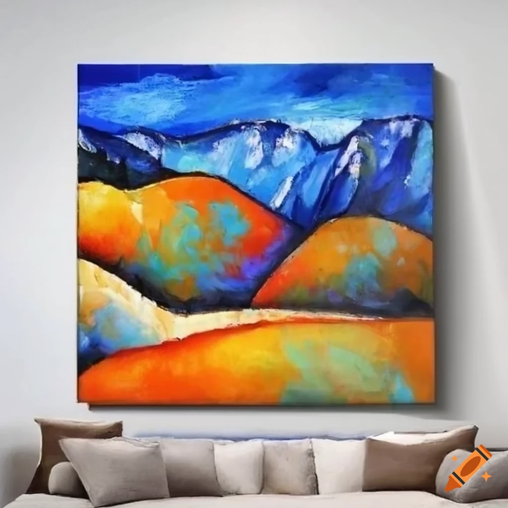 Vibrant artwork of mountain scenery on craiyon