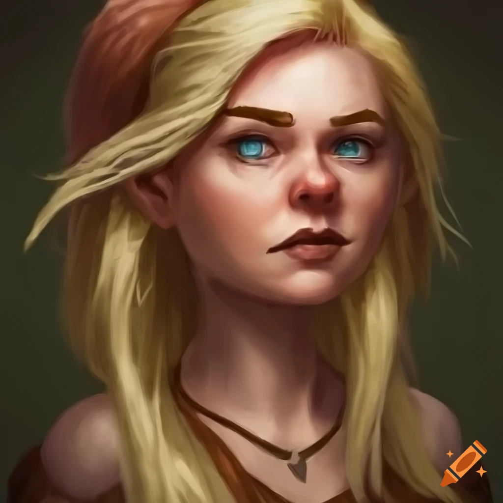 Portrait of a blonde female forest gnome character for dnd on Craiyon