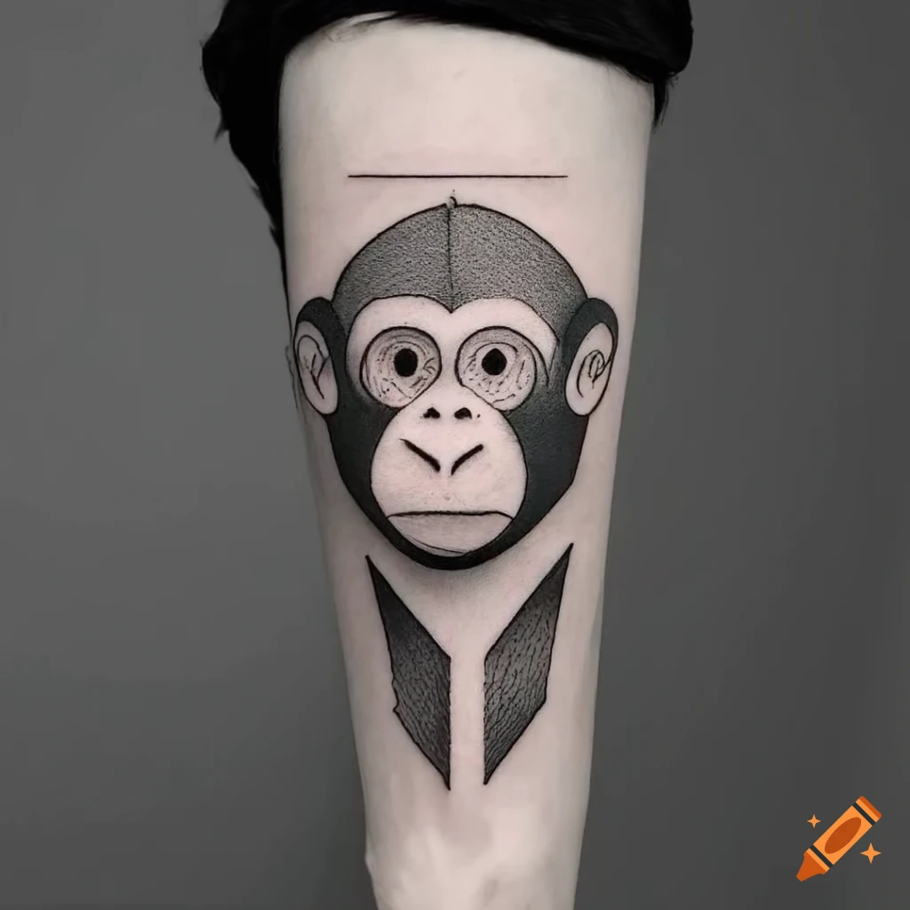 Premium Vector | Floral monkey tattoo design silhouette